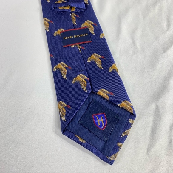 Henry Jacobson Wild Duck Game Men’s Silk Tie - Picture 3 of 5